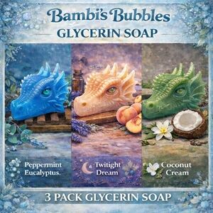 New! Hand Crafted Glycerin Soap 3pk Dragon Heads 7.5oz Total